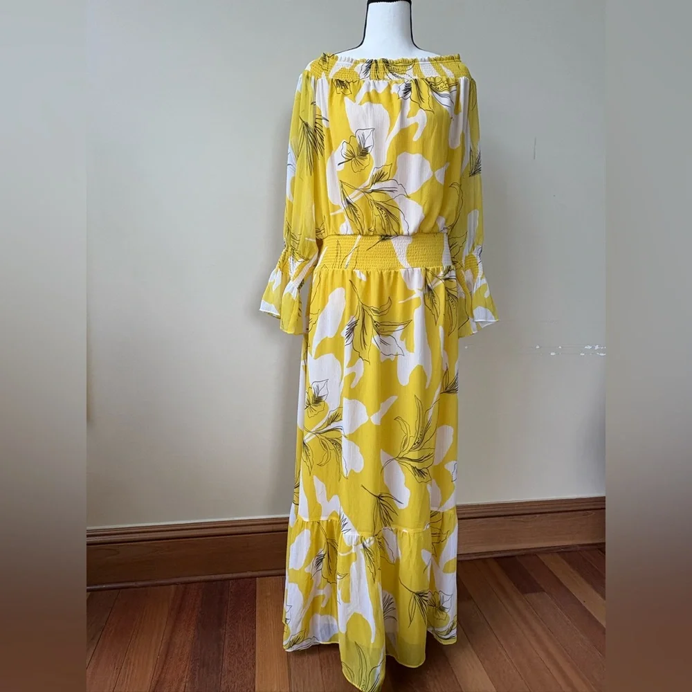 NWOT - Chico's - Yellow and White Floral Maxi Dress - SIZE 14 - Picture 6 of 16